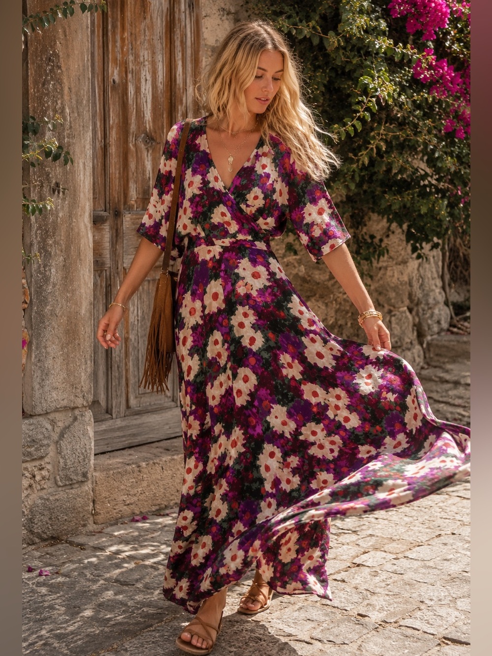 Reitmans Floral Faux Wrap Maxi Dress | Size Large
